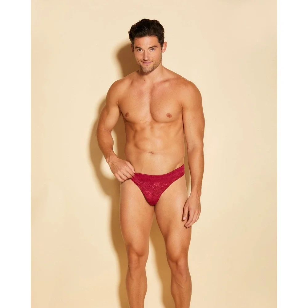 Cosabella Never Say Never‎ Men's Lace G-String Sindoor Red Size S